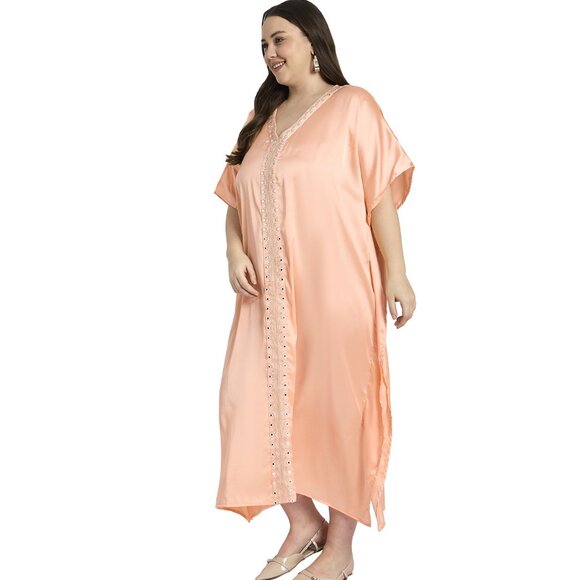 Gypsie Blu Women Summer Caftan Dress Plus Size Embroidery Maxi Dresses for Party - Picture 3 of 6